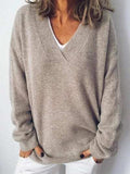 V-Neck Dropped Shoulder Sweater - Trendsi - Flyclothing LLC