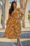 Double Take Full Size Floral Tie Back Flounce Sleeve Dress - Trendsi - Flyclothing LLC