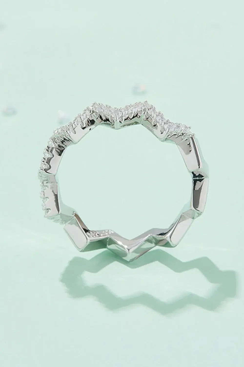 Moissanite Wavy Band Ring - Trendsi - Flyclothing LLC