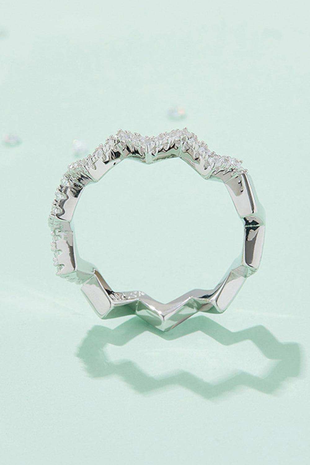 Moissanite Wavy Band Ring - Trendsi - Flyclothing LLC