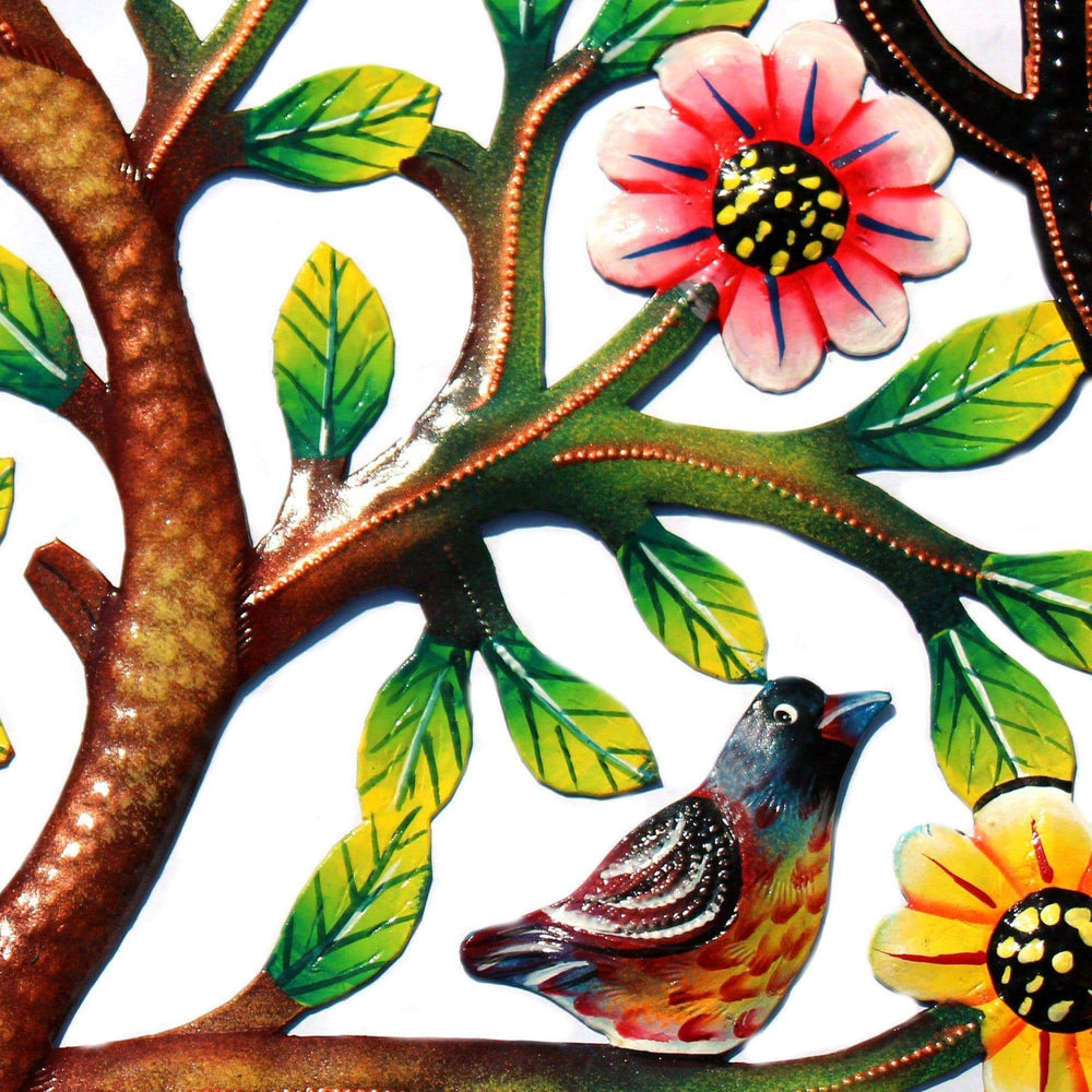 Rooted Tree of Life in Circle Haitian Metal Drum Wall Art - Haitian Artisans - Flyclothing LLC