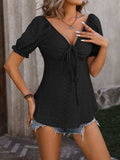 Ruched V-Neck Flounce Sleeve Blouse - Trendsi - Flyclothing LLC