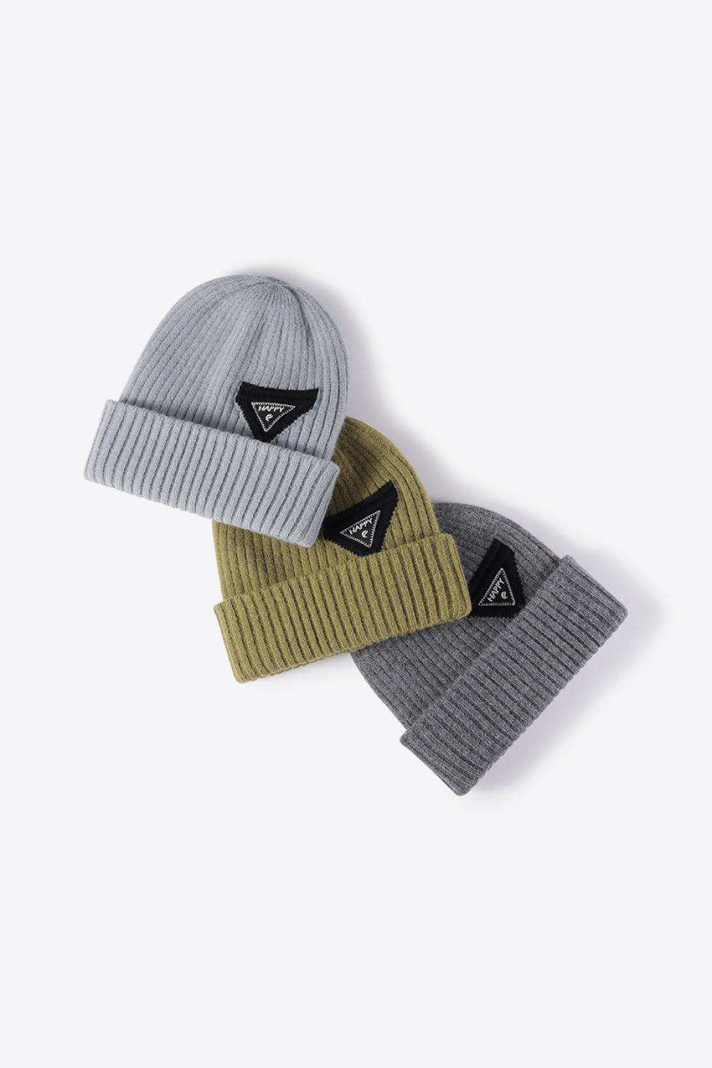 HAPPY Contrast Beanie - Trendsi - Flyclothing LLC