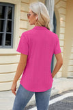 Eyelet Short Sleeve Blouse - Trendsi