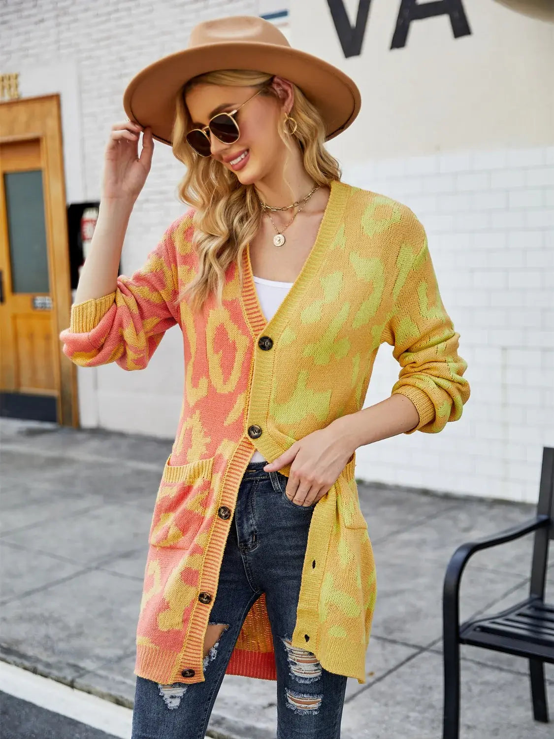 Leopard Button Down Longline Cardigan - Trendsi - Flyclothing LLC