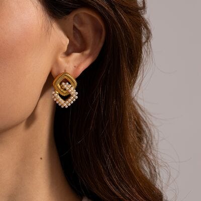 18K Gold-Plated Stainless Steel Square Earrings - Trendsi