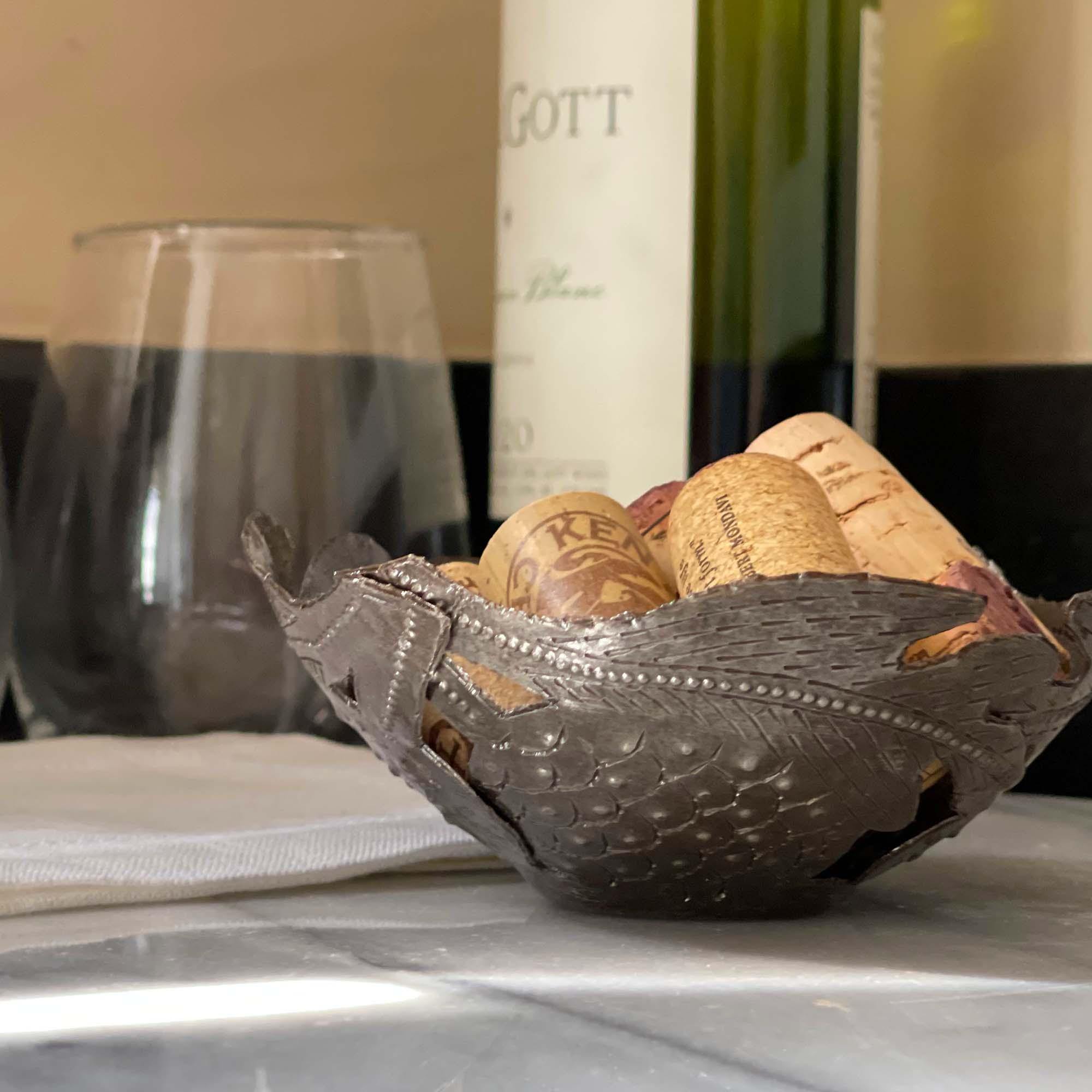 Decorative Drum Art Bowl or Votive, Fruit on Vine - Haitian Artisans
