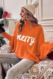 Merry Letter Embroidered High Neck Sweater - Trendsi - Flyclothing LLC