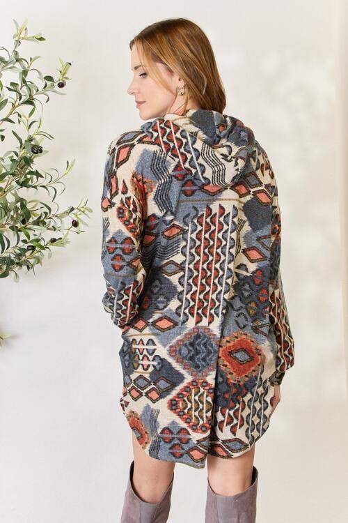 Heimish Full Size Printed Button Up Hooded Jacket - Trendsi - Flyclothing LLC