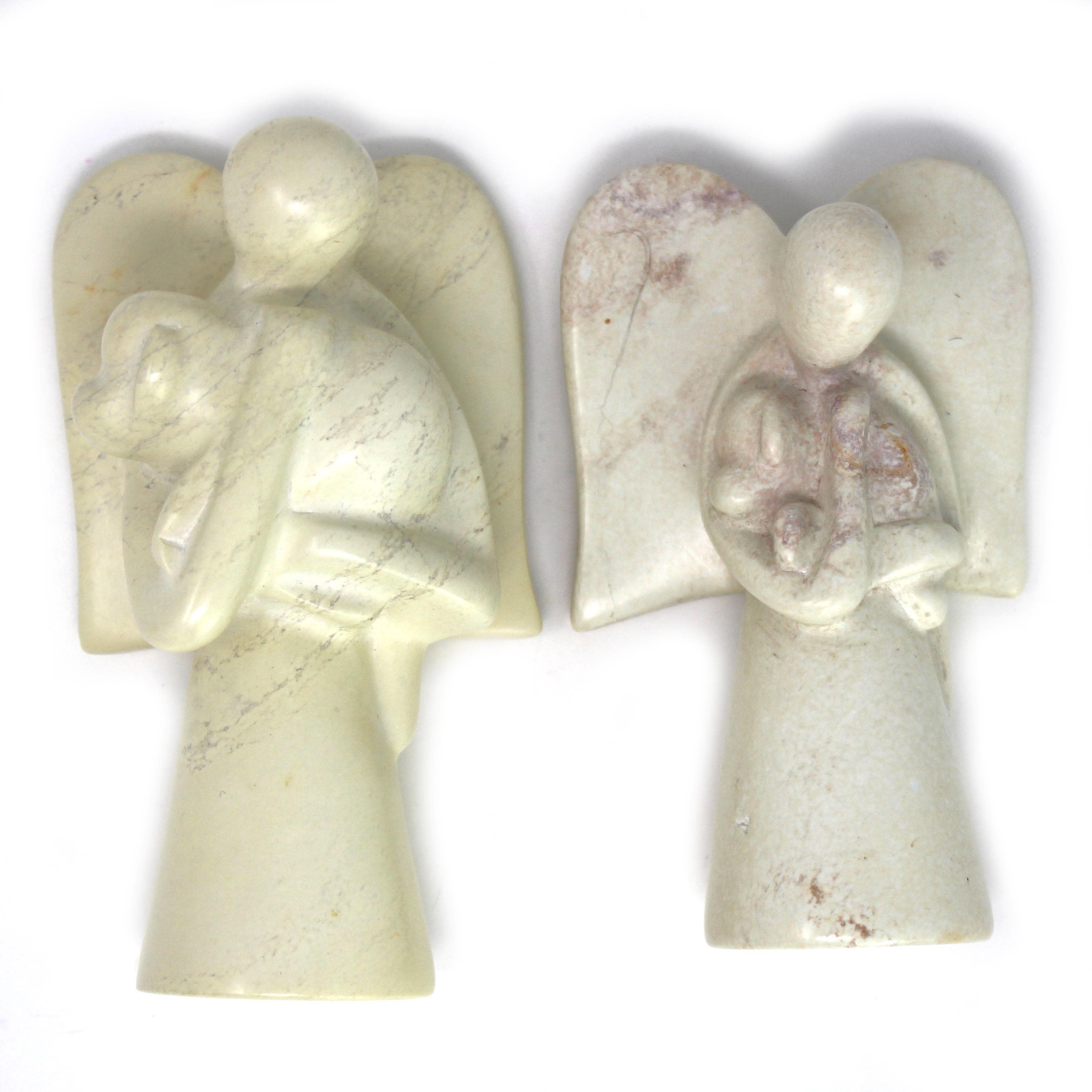 Angel Soapstone Sculpture Holding Dog - Flyclothing LLC