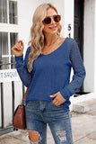 V-Neck Long Raglan Sleeve Top - Trendsi - Flyclothing LLC