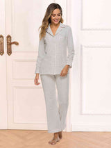Collared Neck Loungewear Set with Pocket - Trendsi - Flyclothing LLC