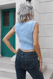 Cable-Knit Deep V Cropped Knit Vest - Trendsi - Flyclothing LLC