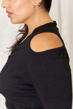 Culture Code Full Size Ribbed Surplice Cold Shoulder Top - Trendsi - Flyclothing LLC
