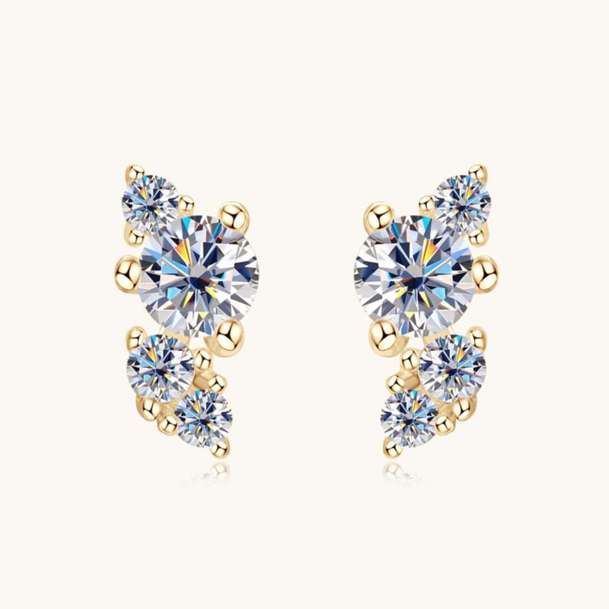 925 Sterling Silver Moissanite Stud Earrings - Trendsi - Flyclothing LLC