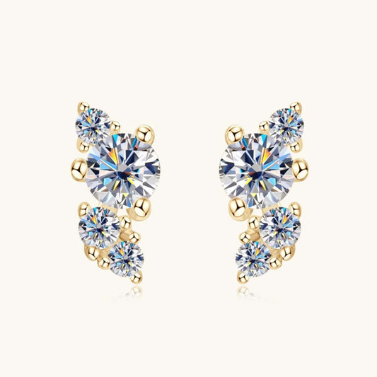 925 Sterling Silver Moissanite Stud Earrings - Trendsi