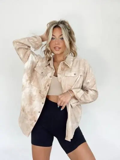 Tie-Dye Button Up Long Sleeve Shirt - Trendsi - Flyclothing LLC