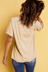 Corn Letter Graphic Cuffed Tee - Trendsi - Flyclothing LLC
