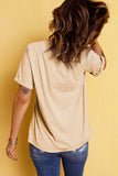 Corn Letter Graphic Cuffed Tee - Trendsi