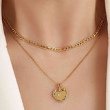 Heart Shape Double-Layered Stainless Steel Necklace - Trendsi - Flyclothing LLC