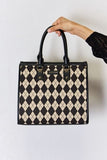 David Jones Argyle Pattern PU Leather Handbag - Trendsi