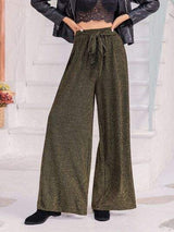 Ribbed Tied Wide Leg Pants - Trendsi - Flyclothing LLC