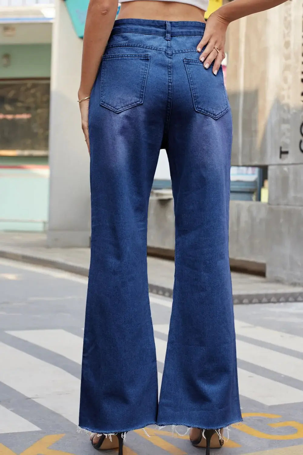 Distressed Buttoned Loose Fit Jeans - Trendsi - Flyclothing LLC