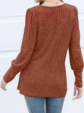Decorative Button Square Neck Top - Trendsi