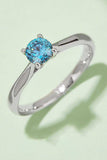 Moissanite Contrast 925 Sterling Silver Solitaire Ring - Trendsi - Flyclothing LLC
