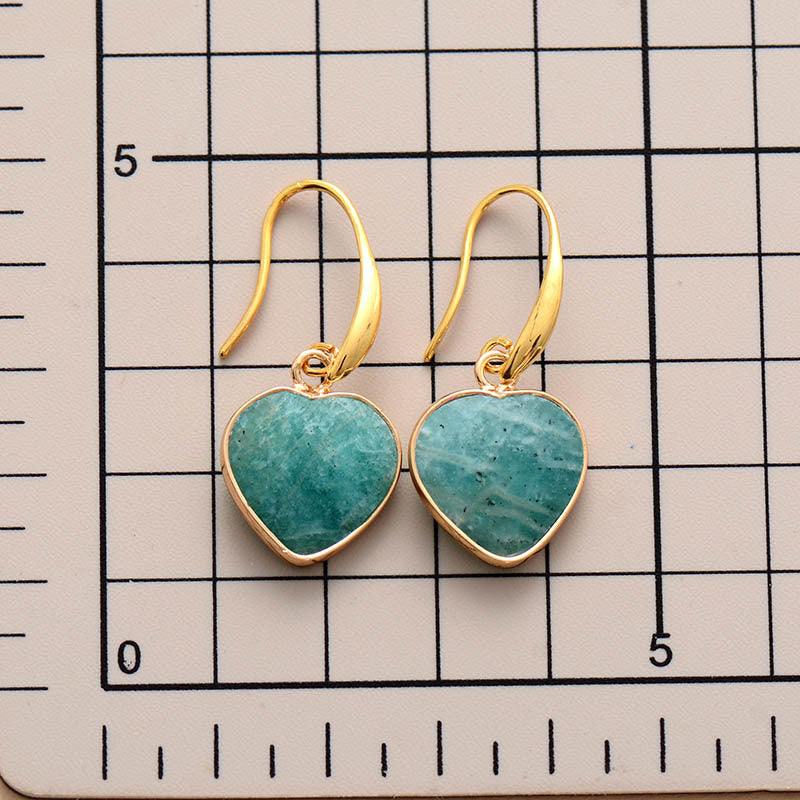 Natural Stone Heart Drop Earrings - Trendsi