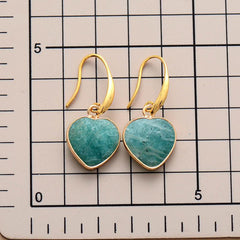 Natural Stone Heart Drop Earrings - Trendsi