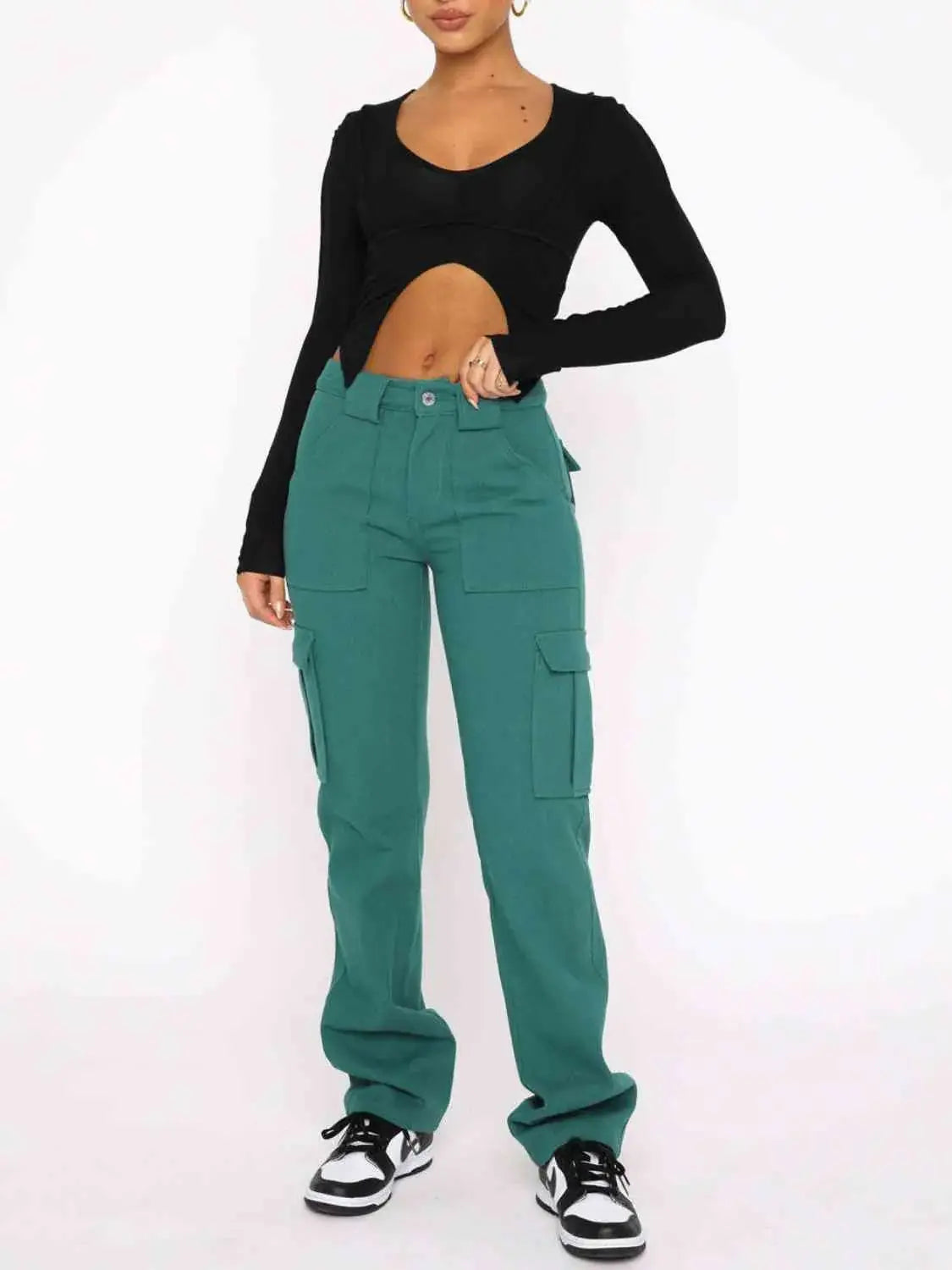 Straight Leg Cargo Pants - Trendsi - Flyclothing LLC