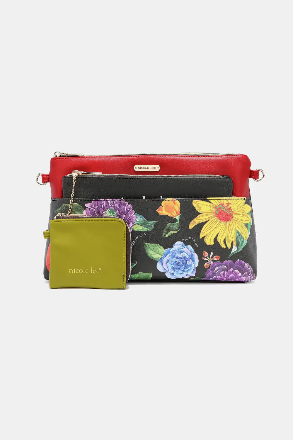 Nicole Lee USA Printed Handbag with Three Pouches - Trendsi - Flyclothing LLC