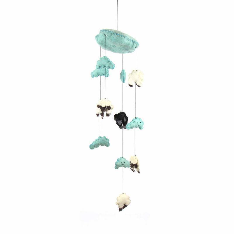 Blue Felt Counting Sheep Mobile - Global Groove - Global Groove