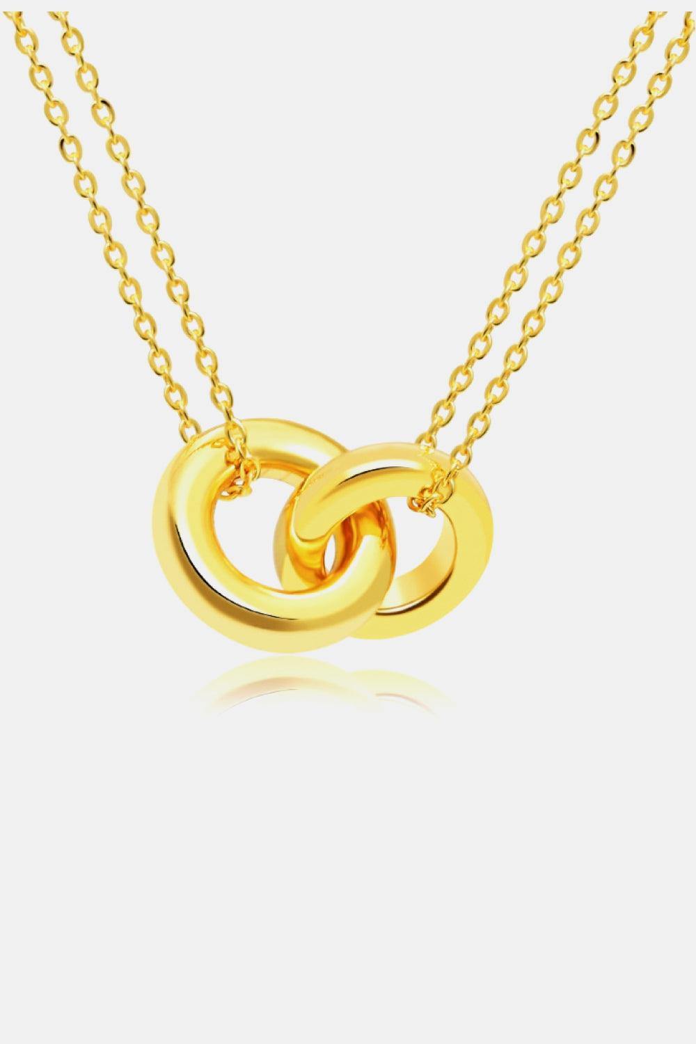 Linked Ring Pendant Chain Necklace - Trendsi