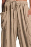Full Size Pocketed Drawstring Wide Leg Pants - Trendsi - Flyclothing LLC