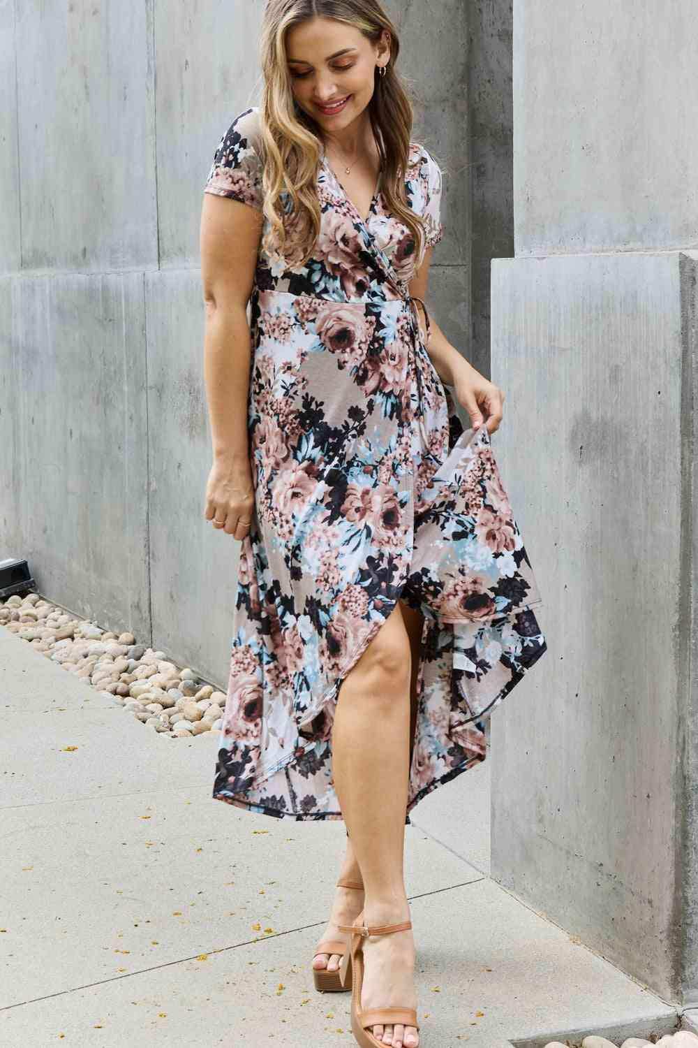 Heimish Give Me Roses Full Size Floral Maxi Wrap Dress - Trendsi - Flyclothing LLC