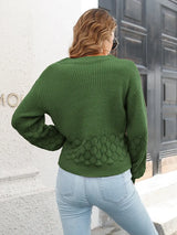 V-Neck Long Sleeve Sweater - Trendsi - Flyclothing LLC