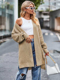 Long Sleeve Waffle-Knit Cardigan - Trendsi