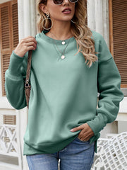 Dropped Shoulder Slit Sweatshirt - Trendsi