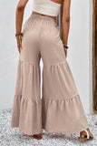 Drawstring Waist Tiered Flare Culottes - Trendsi