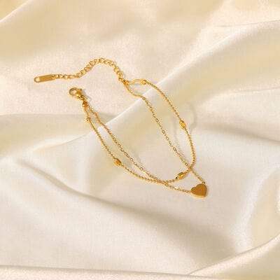 Heart Shape Double-Layered Anklet - Trendsi - Flyclothing LLC