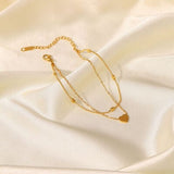 Heart Shape Double-Layered Anklet - Trendsi