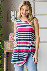 Heimish Full Size Striped Twist Knot Round Neck Tank - Trendsi - Flyclothing LLC