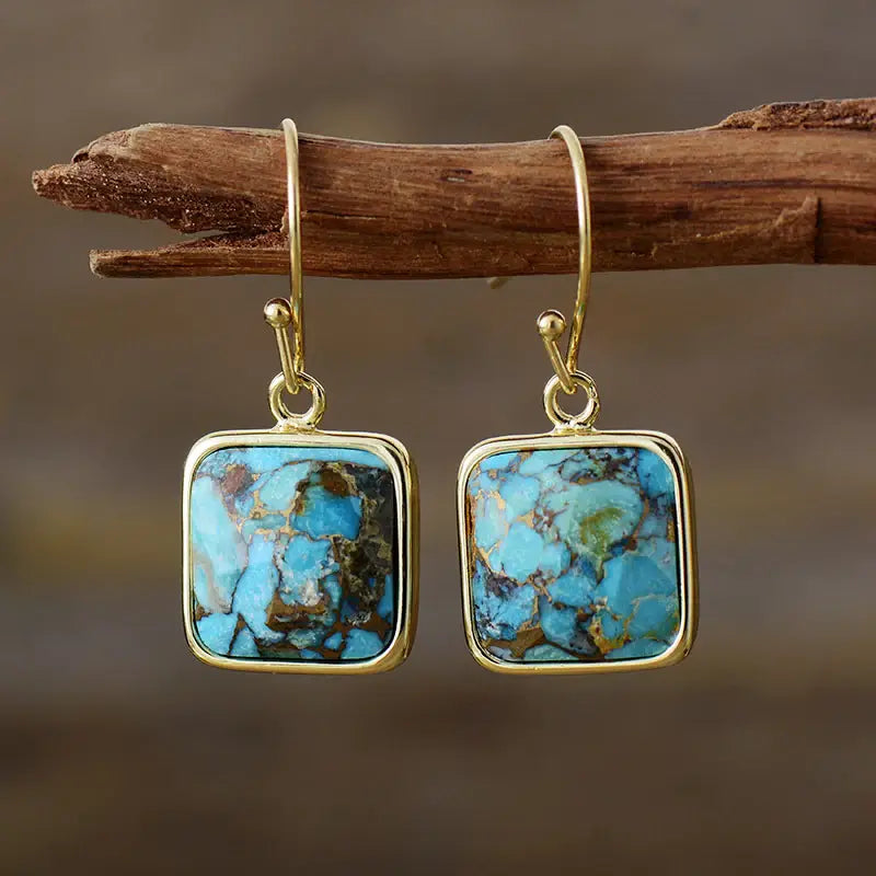 Square Copper Drop Earrings - Trendsi - Flyclothing LLC