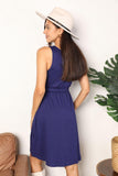 Double Take Button Front Empire Waist Sleeveless Slit Magic Dress - Trendsi