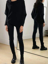 Full Size Boat Neck Batwing Sleeve Knit Top - Trendsi - Flyclothing LLC