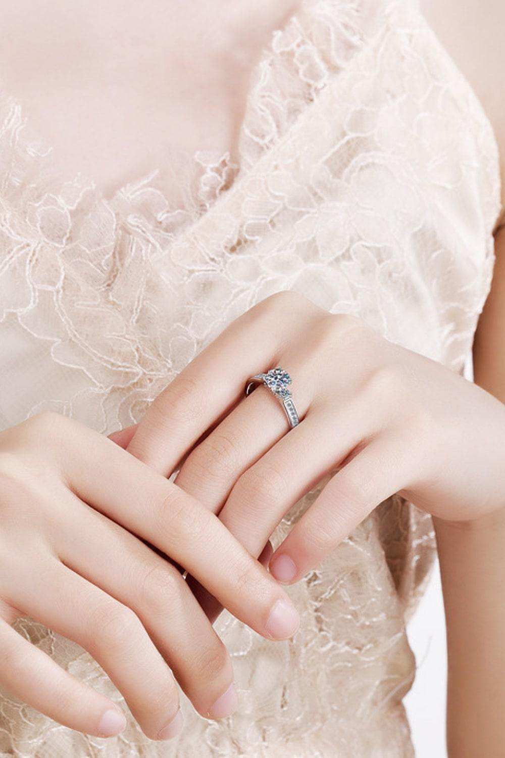 Lucky Charm Moissanite Rhodium-Plated Ring - Trendsi - Flyclothing LLC