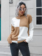 Contrast Drop Shoulder Sweater - Trendsi