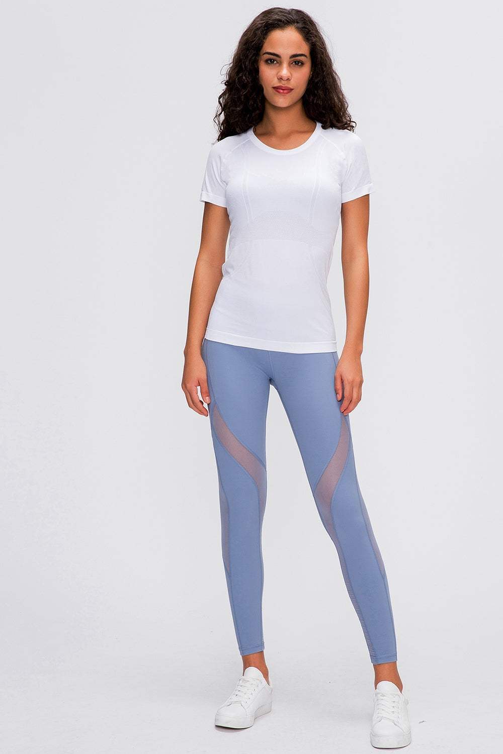 Round Neck Short Sleeve Active T-Shirt - Trendsi - Flyclothing LLC